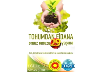 Eğitim Sen Sivas Şube Başkanı İbrahim Kılıç, Eğitim-Sen’in 29. Kuruluş yıl dönümünü kutladı